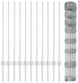 Postes de Cerca vidaXL 22 pcs U-Channel 100 cm Aço Galvanizado