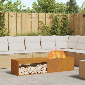 vidaXL Fire Pit Castanho 160 x 45 x 35 cm Aço