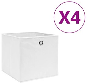 vidaXL Caixas arrumação 4 pcs 28x28x28 cm tecido-não-tecido branco