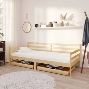 Sofá-cama com gavetas 90x200 cm pinho maciço