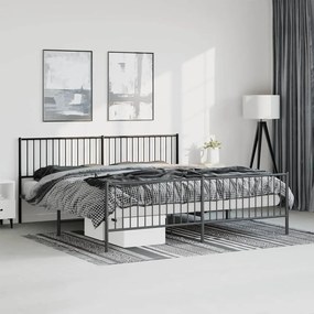 Estrutura de cama com cabeceira e pés 193x203 cm metal preto