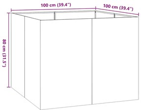 Vaso floreira 100x100x80 cm aço antracite