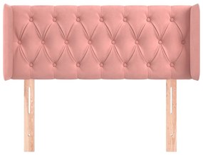 Cabeceira de cama c/ abas veludo 103x16x78/88 cm rosa