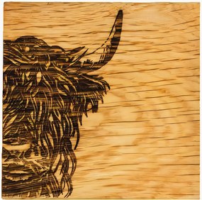 Bases para copos em carvalho Highland Cow, conjunto de 2
