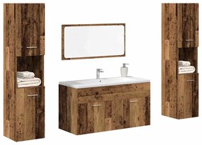 vidaXL 4 pcs conj. móveis casa banho derivados madeira madeira velha