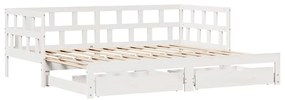 Sofá-cama com gavetão e gavetas sem colchão 90x200 cm branco