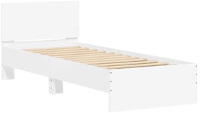 Estrutura de cama com cabeceira e luzes LED 90x200 cm branco