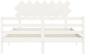 Estrutura de cama com cabeceira 140x200cm madeira maciça branco