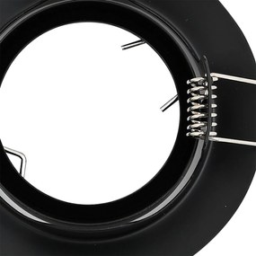 Luminárias Embutidas 12 pcs Redondas GU10 Pretas Ø90 mm em Aço
