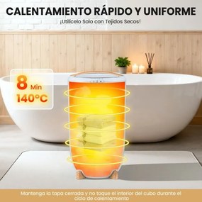Cubo aquecedor de toalhas para banheiro 20 L com temporizador de desligamento automático Ajustes de 15/30/45/60 minutos Cinza