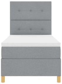 Cama Box Spring com Colchão Cinza Claro 90x200 cm Tecido
