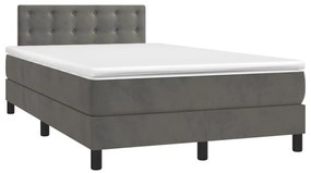 Cama boxspring com colchão 120x200 cm veludo cinzento-escuro