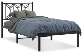 Estrutura de cama com cabeceira 90x190 cm metal preto