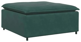 Sofá modular com pufes e almofadas verde-escuro