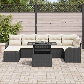 Conjunto de Sofá de Jardim de 8 Peças com Almofadas Preto Rattan Sinté