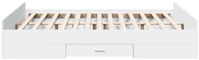 Estrutura de cama c/ gavetas 160x200cm derivados madeira branco