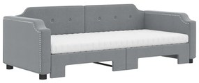 Sofá-cama c/ gavetão e colchões 90x190 cm tecido cinzento-claro