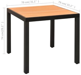3 pcs conjunto de jantar para jardim preto e castanho