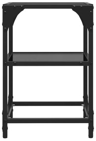 Mesas de centro c/ tampo em vidro preto 2 pcs 30x30x45 cm aço