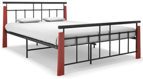 Estrutura de cama 140x200 cm metal/madeira de carvalho maciça