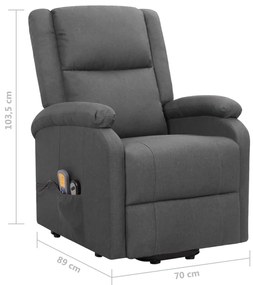 Poltrona de massagens elevatória tecido cinzento-escuro