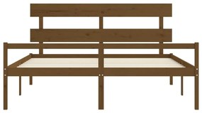 Cama para idosos c/ cabeceira 200x200 cm madeira castanho-mel