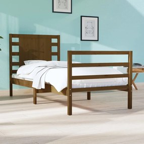 vidaXL Estrutura cama pequena solteiro 75x190 cm pinho castanho mel