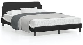 vidaXL Estrutura cama c/ cabeceira 140x200 couro artif. preto/branco