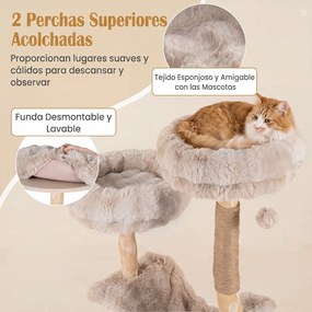 Árvore para Gatos, 71 x 50,5 x 147 cm, Vários Níveis, Caqui