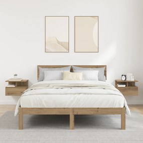 Criados-Mudos Flutuantes 2 pcs Carvalho Artesanal 40x31x27 cm Madeira
