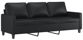 4 pcs conjunto de sofás com almofadões couro artificial preto
