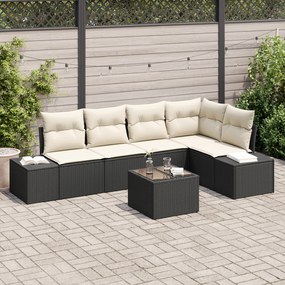 Conjunto de Sofá de Jardim 5 Peças com Almofadas Rattan Poliéster Marr