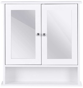 Armario de casa de Banho de parede com espelho com portas duplas 56,5x13,5x58,5cm Branco