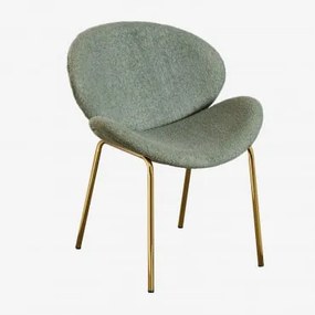 Cadeira De Jantar Estofada Em Bouclé Fior Verde Abeto & Dourado - Sklum