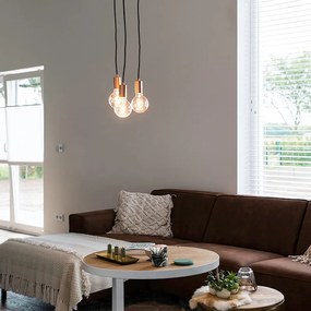 Candeeiro de suspensão Art Deco cobre 3-luzes - Facil