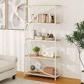 Estante de 5 níveis 86 x 30 x 175 cm com prateleiras de armazenamento abertas branco e Natural