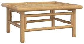 4 pcs conj. lounge jardim bambu c/ almofadões cinza-acastanhado