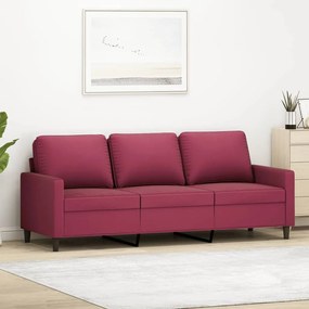 Sofá de 3 lugares veludo 180 cm vermelho tinto