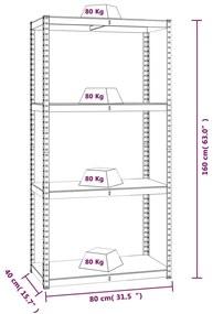 Estantes 4 prateleiras 4 pcs derivados de madeira/aço antracite