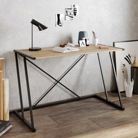 Secretária Anemon – Nogueira e Preto – 120x75x60 cm