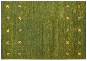 Tapete Gabbeh em lã verde 160 x 230 cm YULAFI Beliani