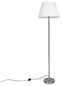 Candeeiro de pé moderno em aço com cúpula branca plissada 45 cm - Simplo Moderno