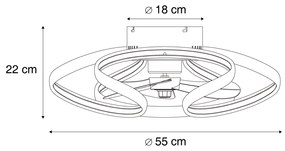 Ventilador de teto latão 55cm incl. LED regulável com controle remoto - Mandy Design