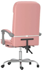Cadeira escritório massagens reclinável couro artificial rosa