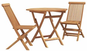 Conjunto Bistro de Jardim Dobrável de 3 Peças de Madeira Sólida de Acá