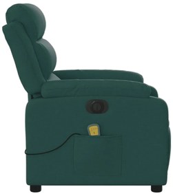 Poltrona reclinável de massagens elétrica tecido verde-escuro