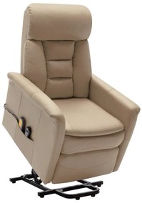 vidaXL Poltrona de massagens elevatória couro artificial cappuccino