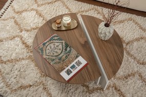 Mesa de Centro "Orion" – Nogueira e Branco, Conjunto Modular, 90x60x30