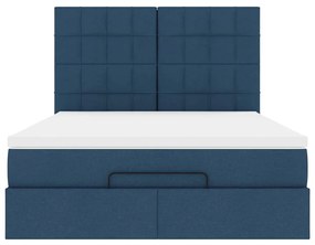 Estrutura de cama otomana com colchão tecido azul 140x200cm