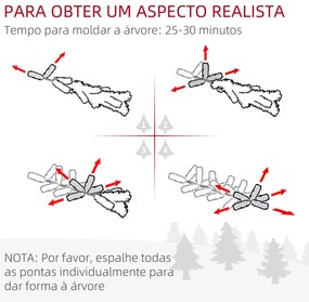 HOMCOM Árvore de Natal Artificial Altura 190 cm com 570 Ramos de PVC I